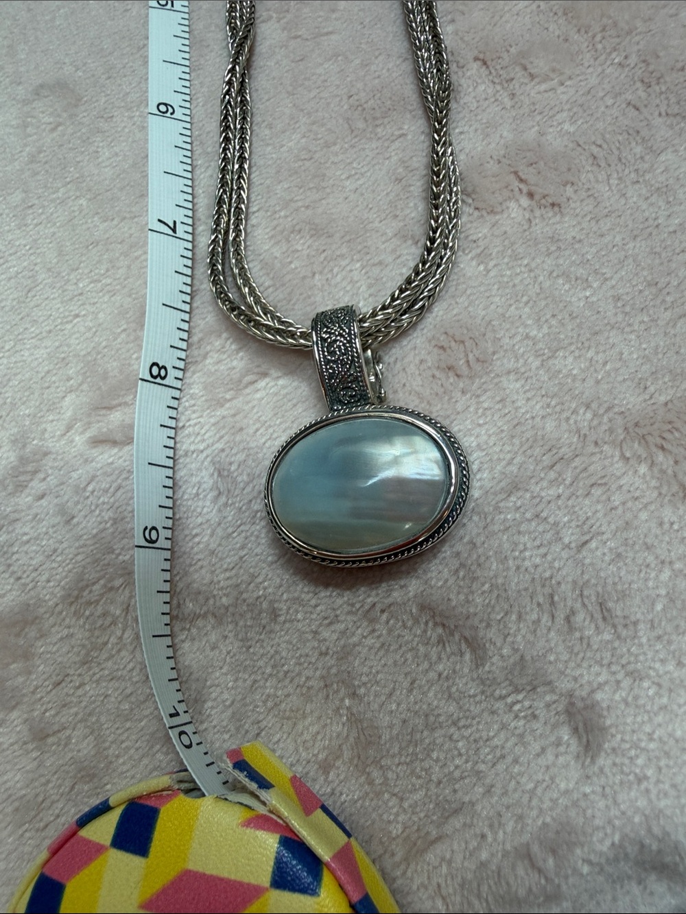 LORI BONN Sterling Silver Mother-of-Pearl Oval Pendant Double Strand Necklace - Picture 13 of 15